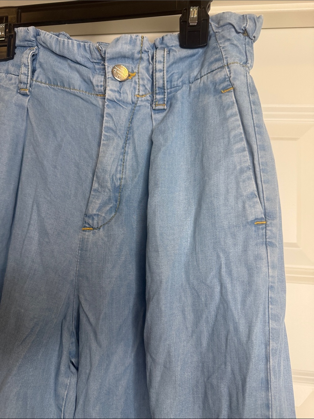 Zara Tencel 21975 High-Waist Wide Leg Light Blue Denim Culottes Sz S - Picture 3 of 6